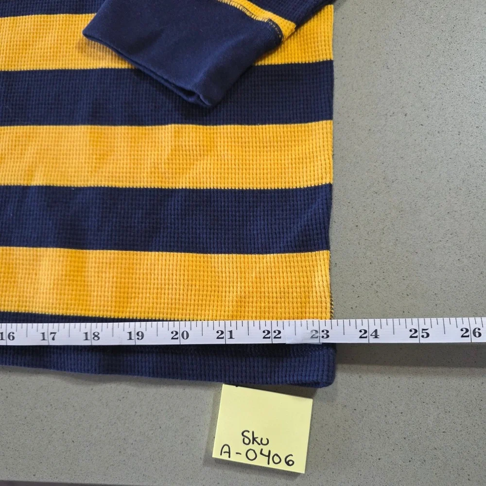 Polo Ralph Lauren Mens 2XL Waffle Knit Thermal Sleep Shirt Navy Yellow Striped